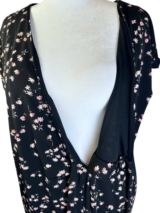 Ann Taylor Black Floral Faux Wrap Midi Dress Plus Size 18 - Picture 7 of 11